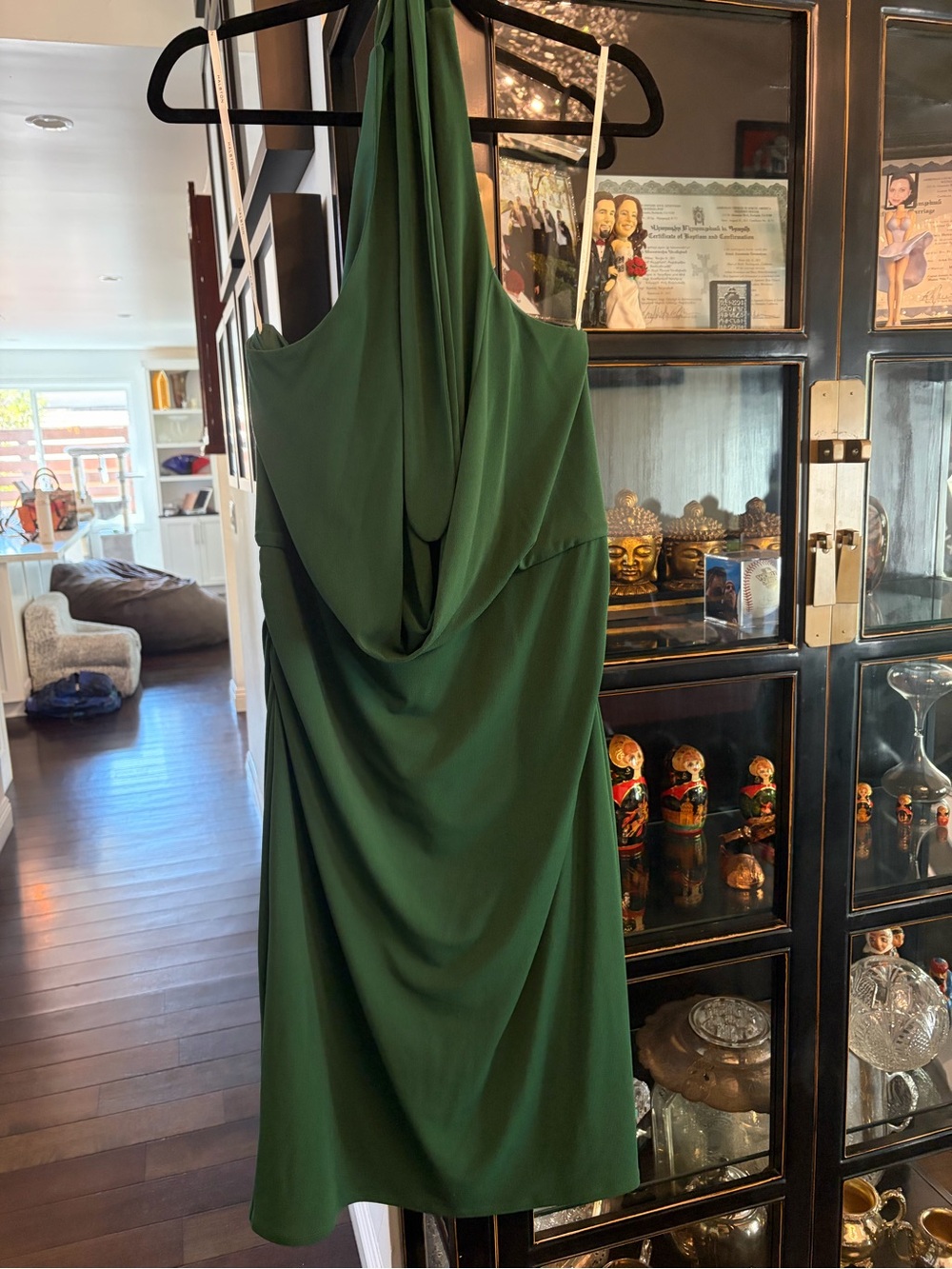 Halston Heritage Halter Drape Dress in Green